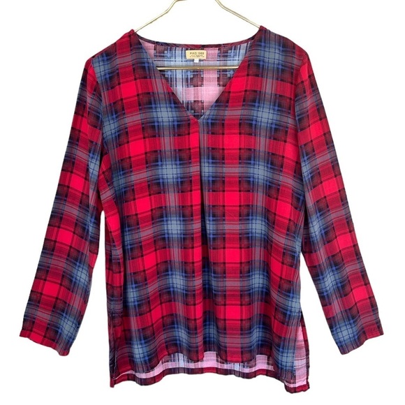 Piko 1988 Plaid Print Long Sleeve Pullover Top‎ - Picture 4 of 12